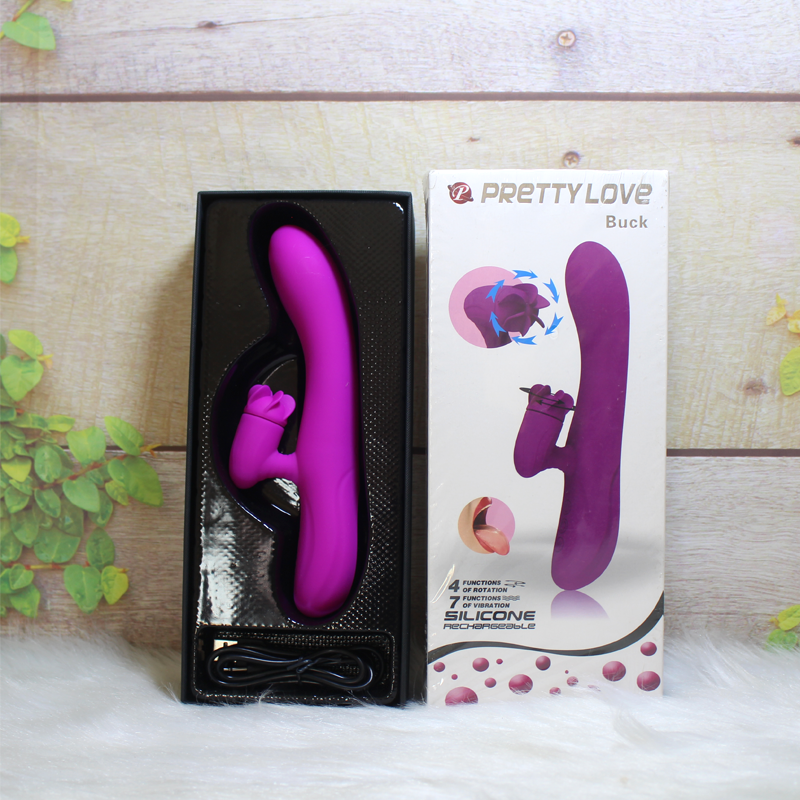 Dương vật giả đa năng kết hợp lưỡi liếm cao cấp Prettylove Buck| Dương vật giả